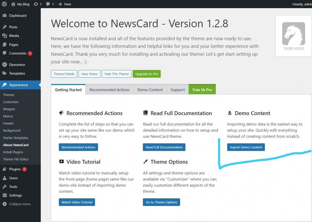 How to add demo content in newscard theme